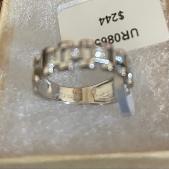 Moissanite And Sterling Silver Presidential or Watchband Style Band Ring | Sz 7 - Picture 6 of 10